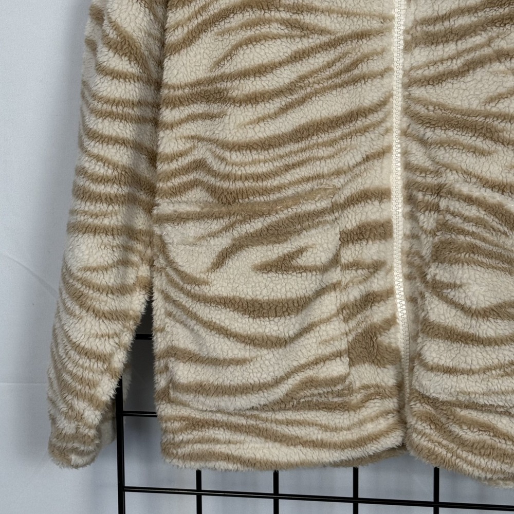 Billabong Scenic Route Wubby Fleece Jacket Womens‎ M Medium Beige Zebra Print - Picture 2 of 10